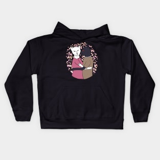 Cute Cat Couple-Cats Kissing Cartoon Kids Hoodie